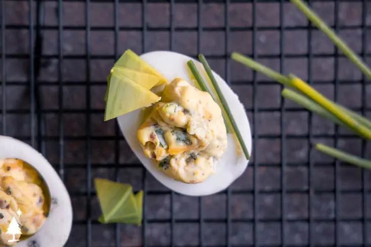 jalapeno popper deviled eggs makes for great high protein low carb snacks