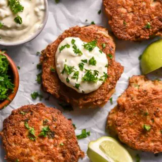 top view of gluten free crab cakes