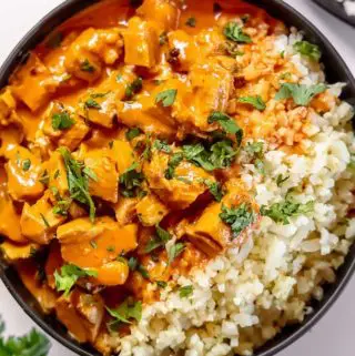 top view easy keto butter chicken