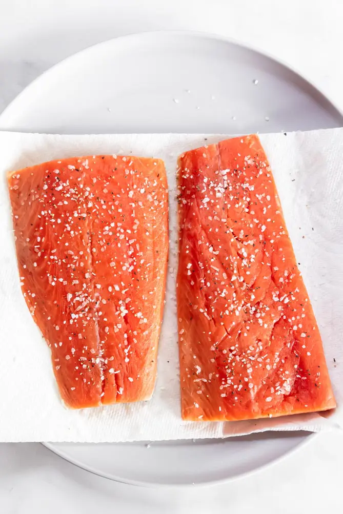 top view of salmon salad recipe
