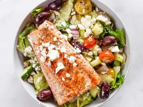 top view of salmon salad rrcipe