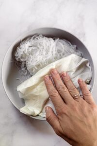 top view of shirataki noodles recipe