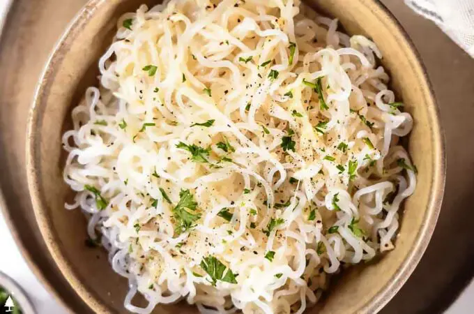 top view of shirataki noodles recipe