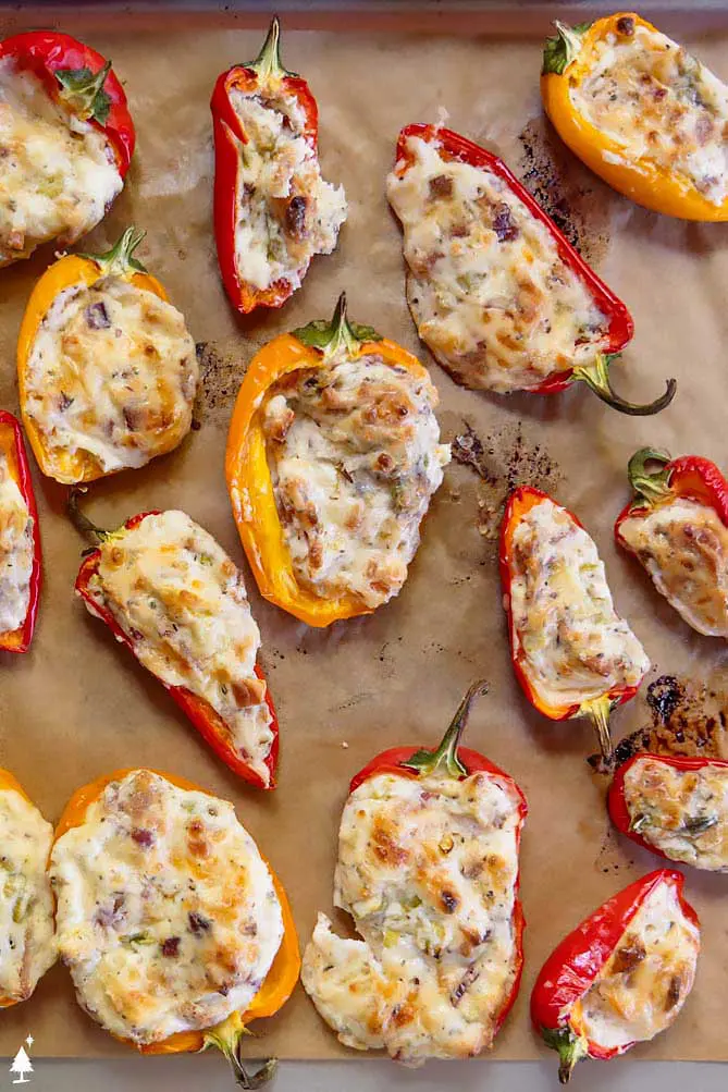 top view of healthy stuffed mini peppers