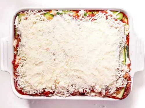 top view of zucchini lasagna keto