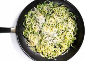 closer view of zucchini noodles recipe