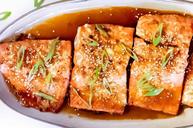 closer view of asian salmon recipe