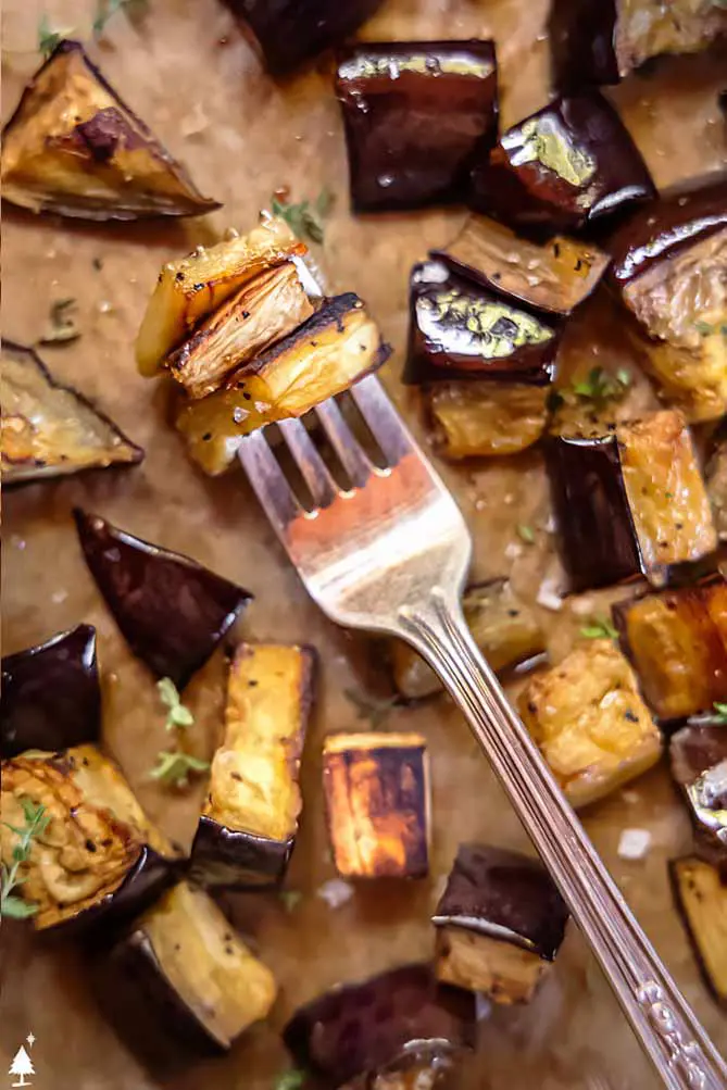 top view of roasted eggplant slices