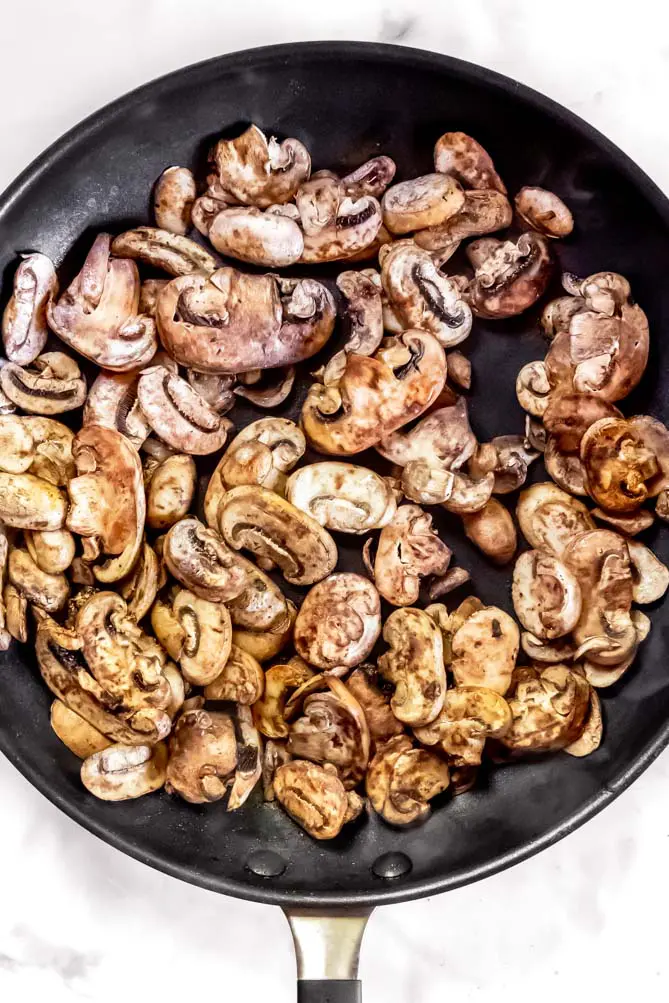 top view of best sauteed mushrooms on a plate