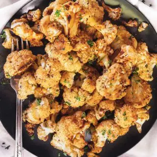 top view of roasted cauliflower recipe