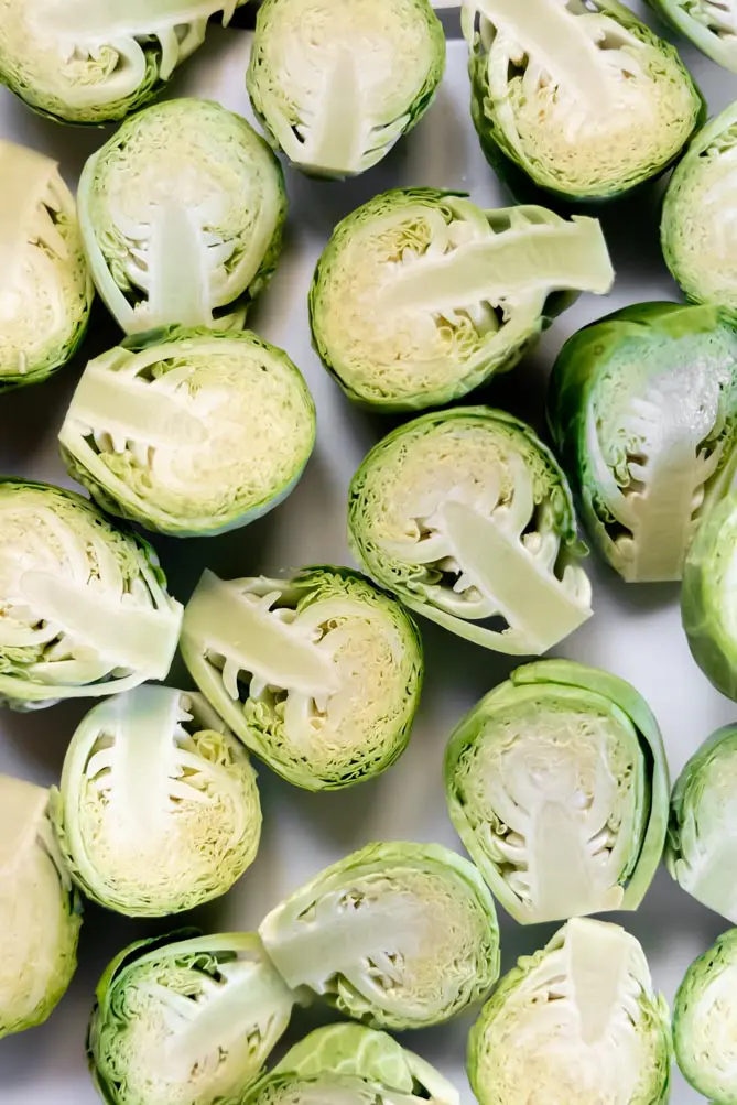 top view of best roasted brussel sprouts recipe