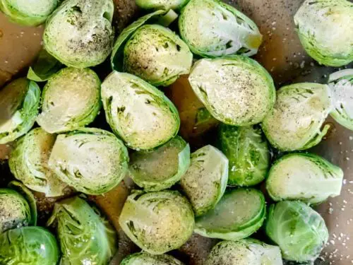 closer view of best roasted brussel sprouts recipe