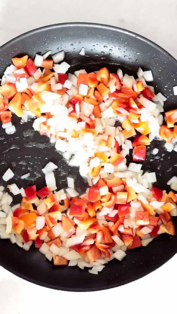 top view of low carb breakfast casserole ingredient on a pan