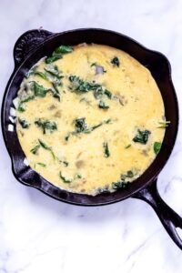 top view of healthy spinach frittata recipe