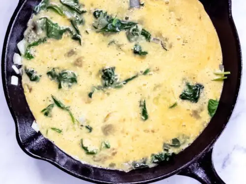 top view of healthy spinach frittata recipe
