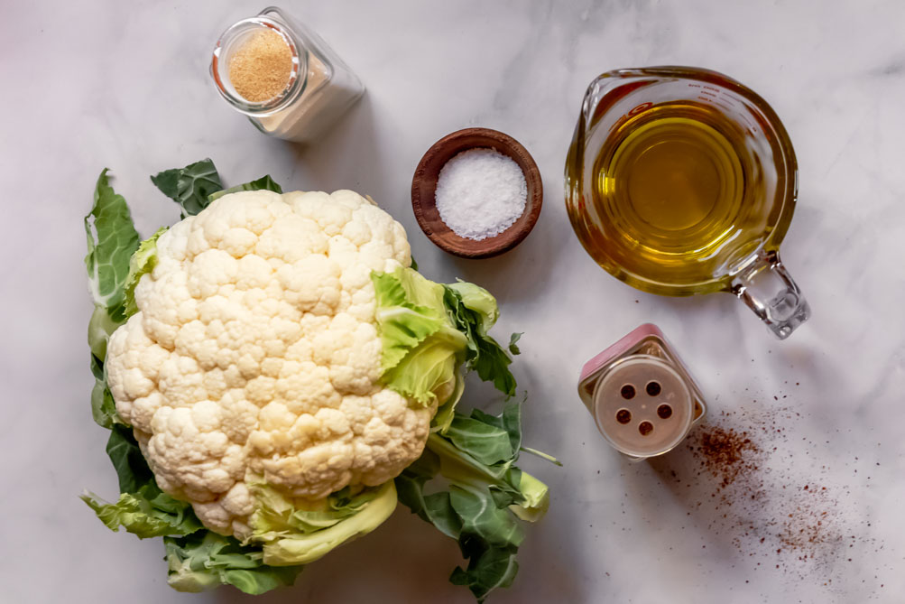 top view of roasted whole cauliflower