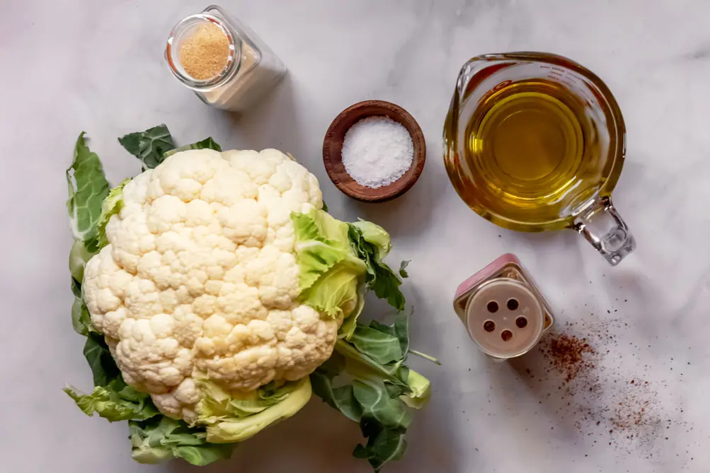 top view of roasted whole cauliflower
