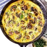 top view of a mushroom and cheese frittata