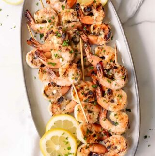 grilled shrimp on a platter