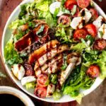 chicken caprese salad in a bowl