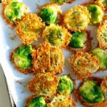 parmesan brussels sprouts on a sheetpan