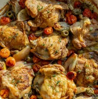 chicken provencal recipe in a braising dish