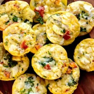 frittata muffins stacked together on a plate