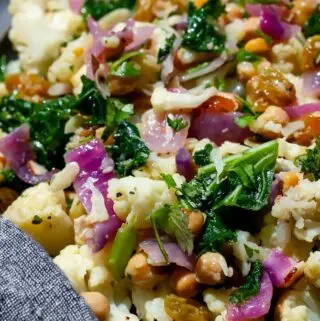 cold cauliflower salad recipe with chickpeas and kale