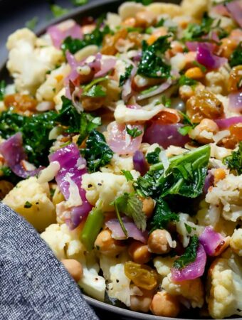 cold cauliflower salad recipe with chickpeas and kale