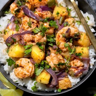 jerk shrimp recipe with pineapple over rice